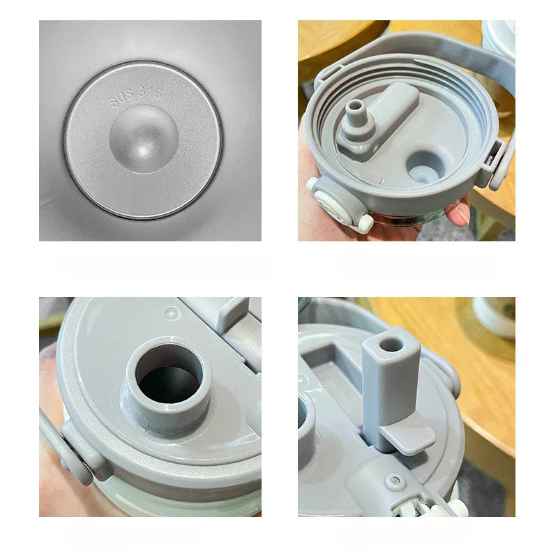 1L Stainless Steel Bottled Water with Straw-1